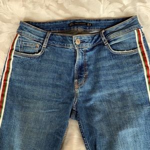 Zara skinny jeans w/ red stripe detail on side